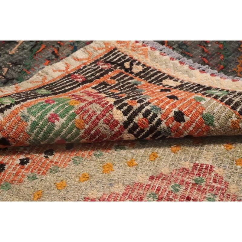 Hand Woven Oriental 100% Wool Carpet Southwestern Tribal Multi-Colored Kilim Area Rug - 9' 2'' X 5' 8''