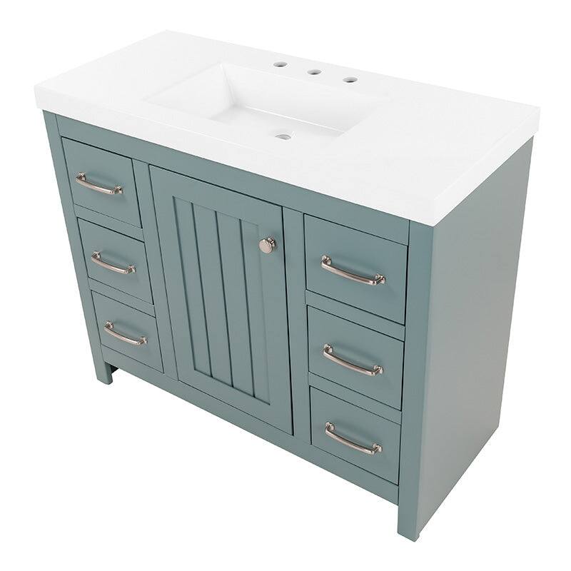 Chamiree 42.5" Bathroom Vanity With Cabinet, 6 Drawers, and White Sink Top