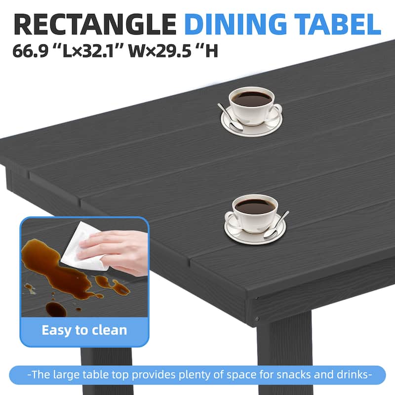 7-Piece HDPE Outdoor Dining Table Sets with Umbrella Hole - 1-Table 6-Chairs