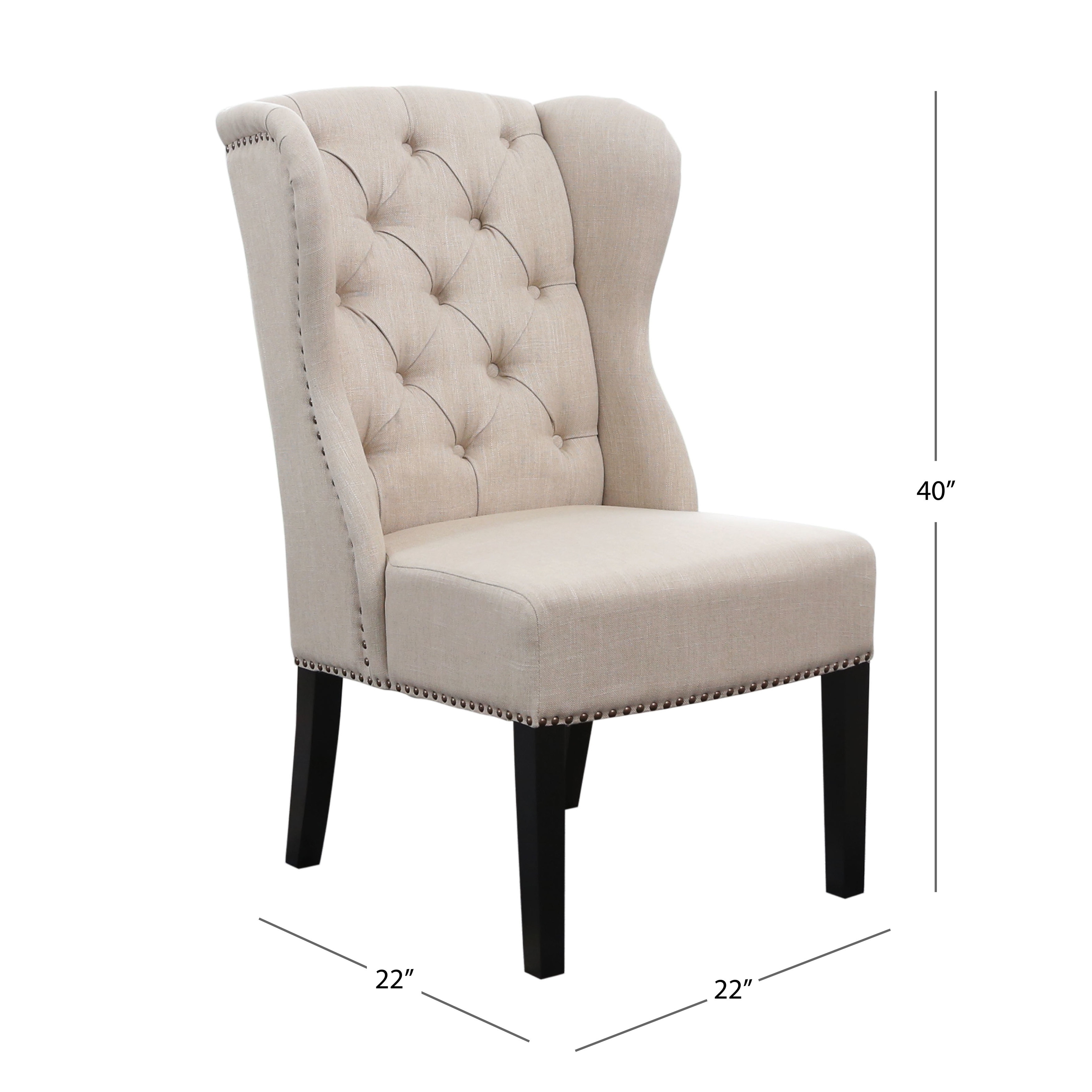 Abbyson Sierra Tufted Cream Linen Wingback Dining Chair Overstock 9554849