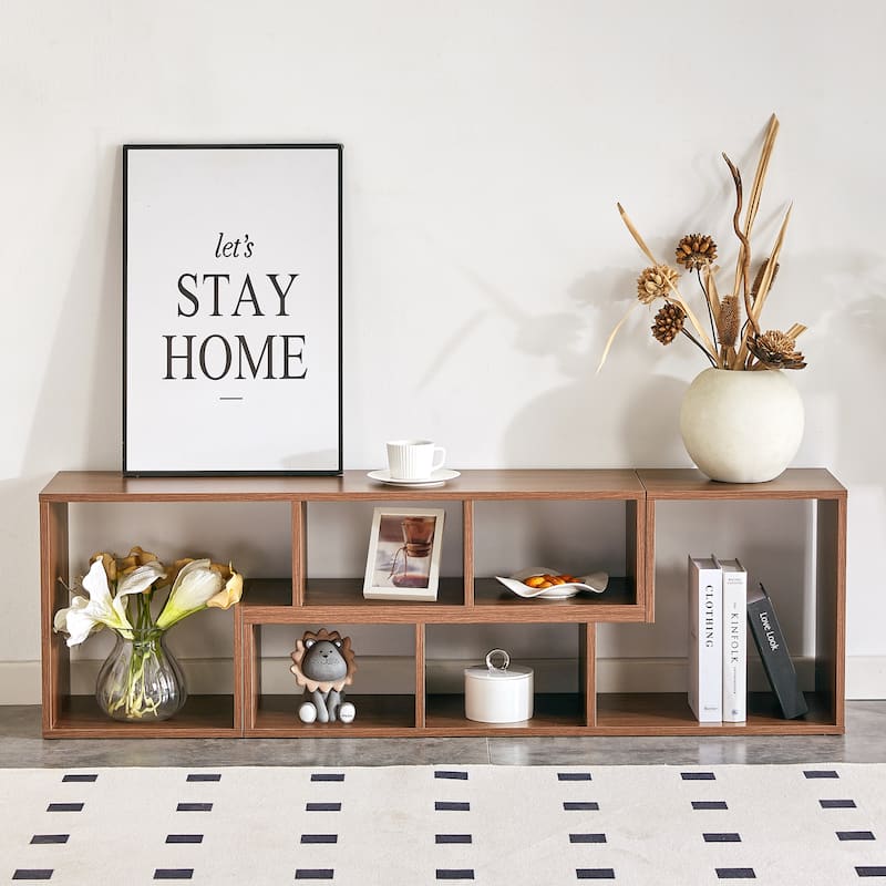 Modular 2-Piece L-Shaped TV Stand With Open Shelving, Customizable Media Console & Bookcase For Living Room ,