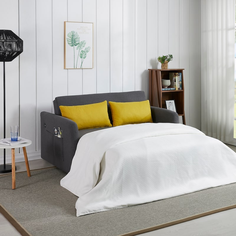 Twins Fabric Sofa Bed - Grey
