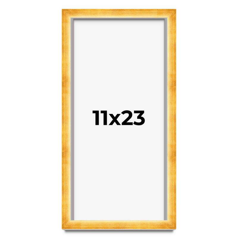 11x23 Shadow Box Frame Gold | 1.625 Inches Deep Real Wood Traditional
