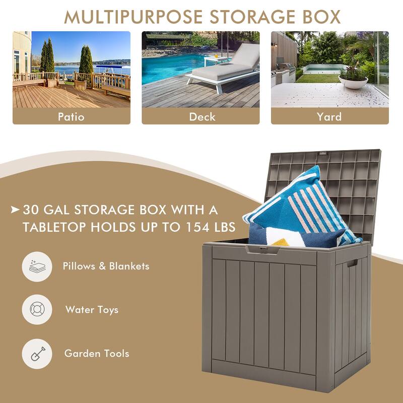 Costway 30 Gallon Deck Box Storage Container Seating Tools - See Details