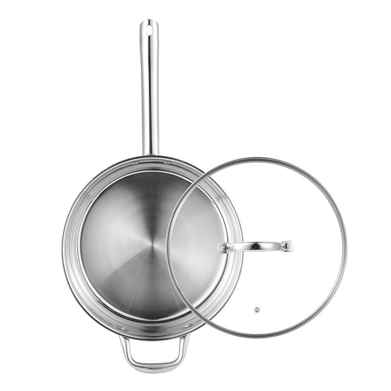 Bergner 5-Quart Saute Pan with Helper Handle Stainless Steel Dishwasher