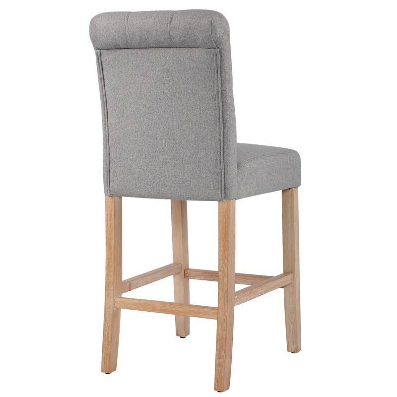 25 Inches Farmhouse Counter Height Bar Stools Button Tufted Island Chairs with Washed Legs Set of 2