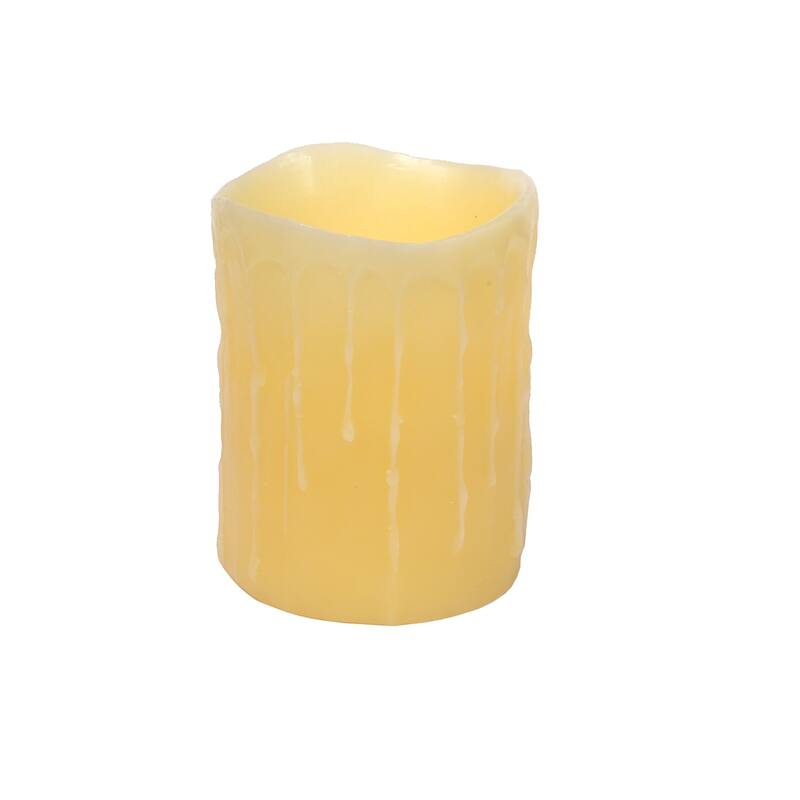 LED Wax Dripping Pillar Candle (Set of 3) - 4 x 4 x 5