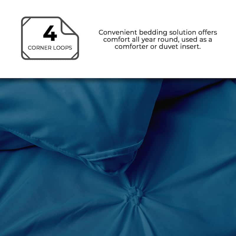3 Piece Pintuck Pinch Pleat Comforter Set, Bedding Set for All Season, Navy