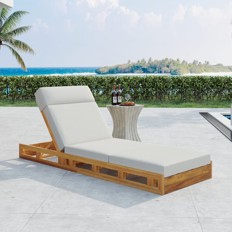 Outdoor Patio Chaise Lounge Chairs Adjustable Backrest Lounge Chairs with Water-repellent Cushions for Poolside Balcony Garden