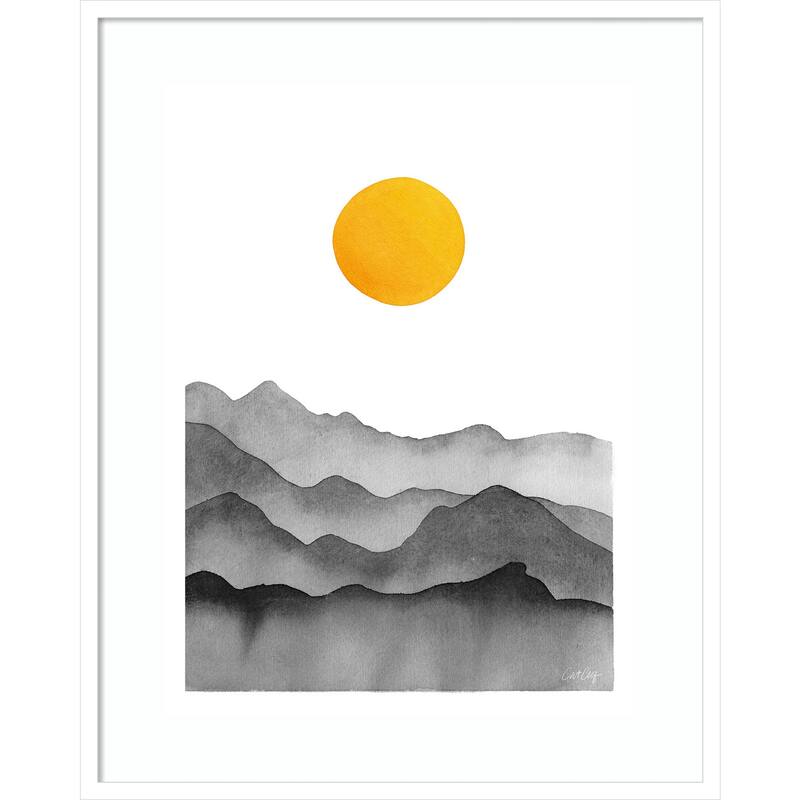 Black Yellow Mountain Range Silhouette by Cat Coq Framed Wall Art Print