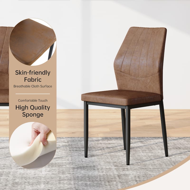 5-Piece/7-Piece Dining Table Set, Rectangular Table with Brown Dining Chairs, Stylish Dining Room Furniture for 4/6 People