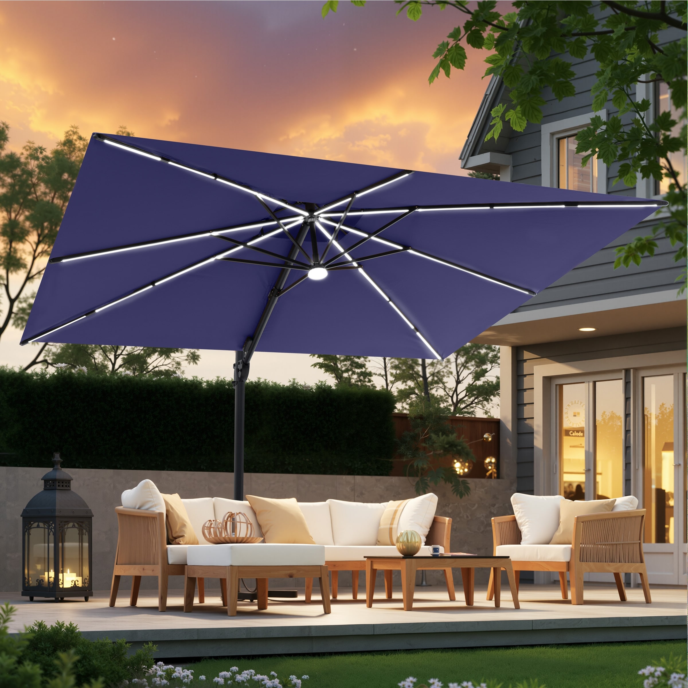 living accents 10ft. tiltable tan offset patio umbrella ELM 10