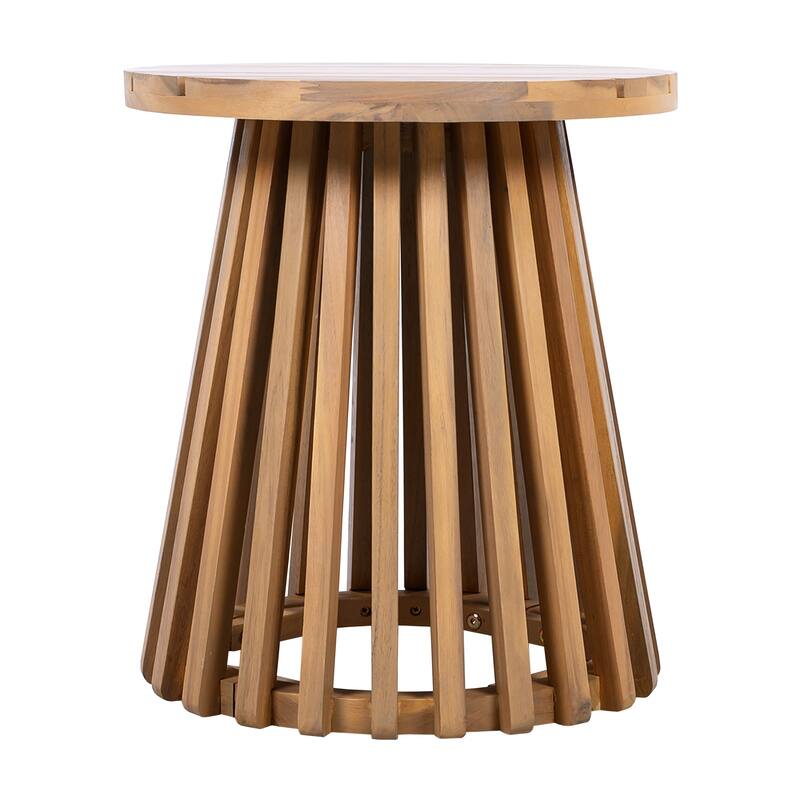 Outdoor Round Acacia Wood Patio Side Table