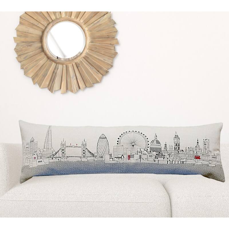 14" X 46" Cream Wool Zippered Pillow