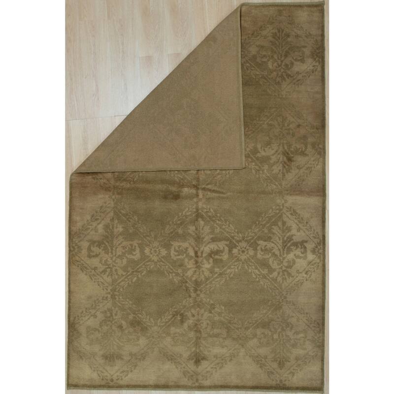 Beige Handmade Wool Transitional Rug 12' x 16' - Hand Knotted Natural Dyes Soft Pile Cotton Foundation - N/A