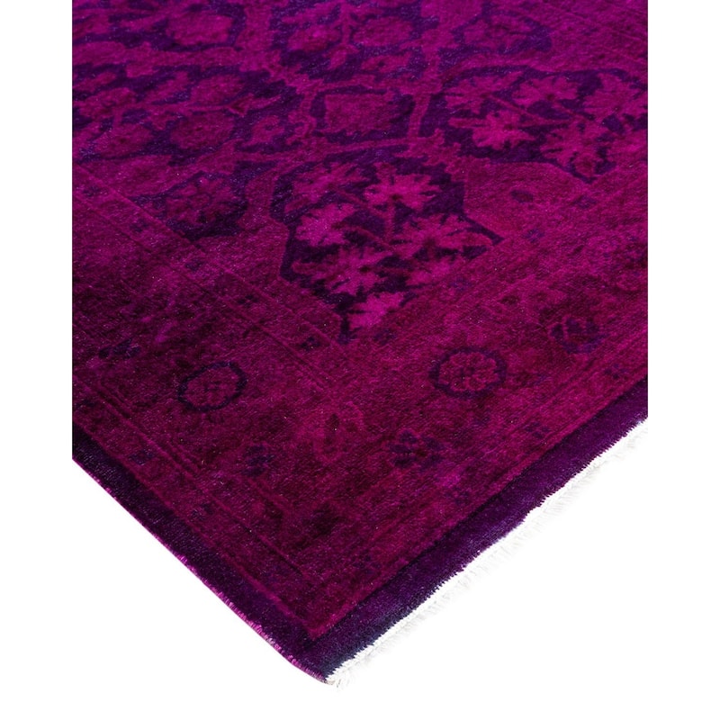 Overton Hand Knotted Wool Vintage Inspired Modern Contemporary Overdyed Pink Runner Rug - 2' 7" x 16' 2"