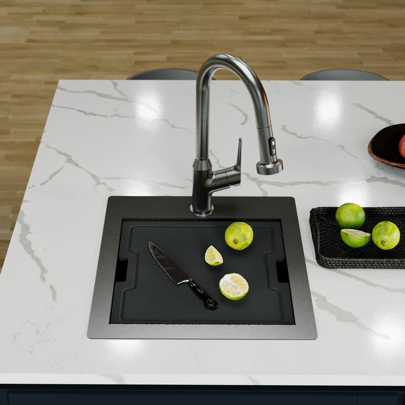 Matrix 17" Top Mount Workstation 16 Gauge Single Bowl Stainless Steel Sink with Accessories