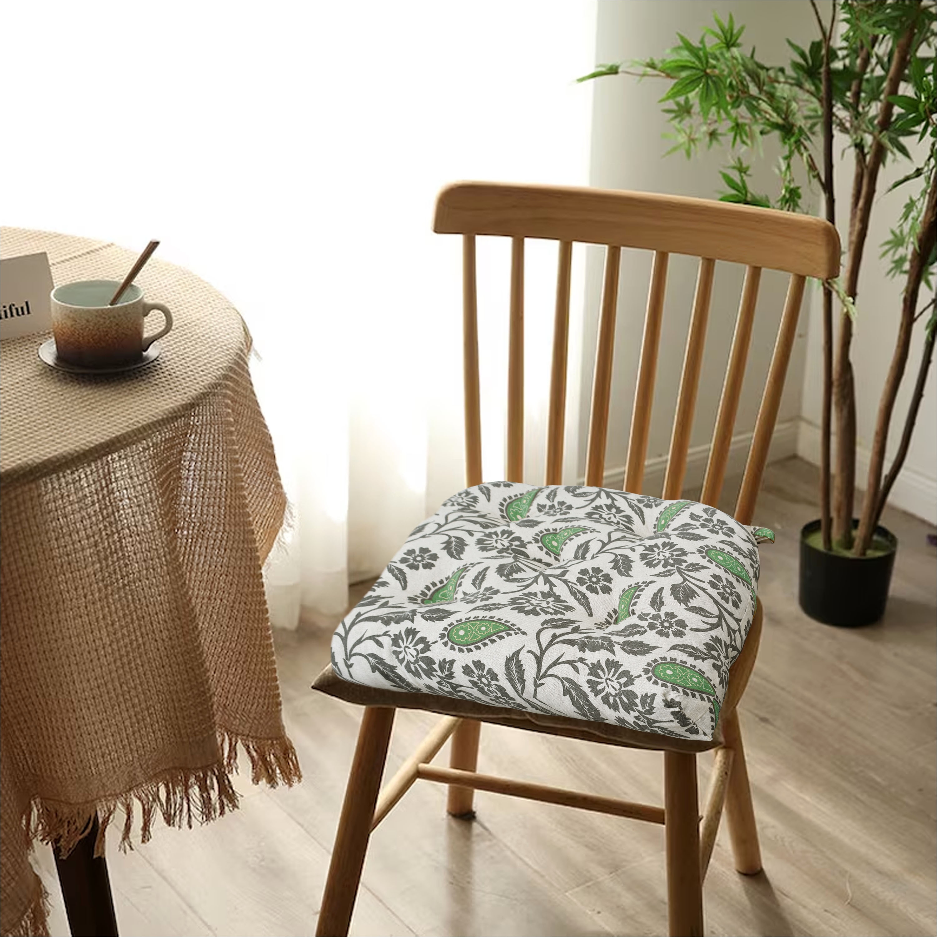 Dining Chair Pad With Ties, Chair Cushion Cotton, Seat Pads