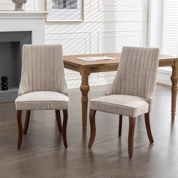 Plush Fabric Dining Chairs for Dining Room with Curved Wood Legs Set of 2 Bed Bath Beyond 42063783