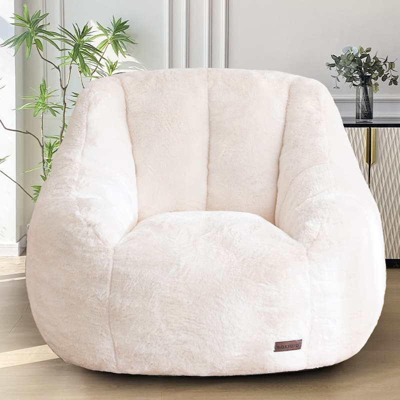 Ultra-Soft Faux Fur 38.6" Bean Bag Chair Floor Sofa - Beige