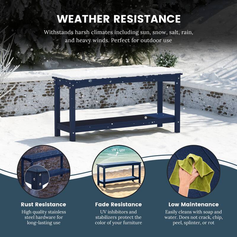 Laguna Hdpe All Weather Outdoor Patio Two Shelf Table