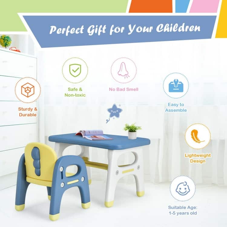 Kids Activity Table and Chair Set with Montessori Toys for Preschool and Kindergarten - 31" x 19.5" x 19.5"