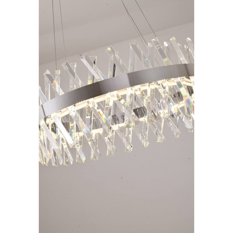 Chrome Chandelier Dimmable 59" Adjustable Hanging Light Baroque Crystal Fixture 26" Diameter - 10