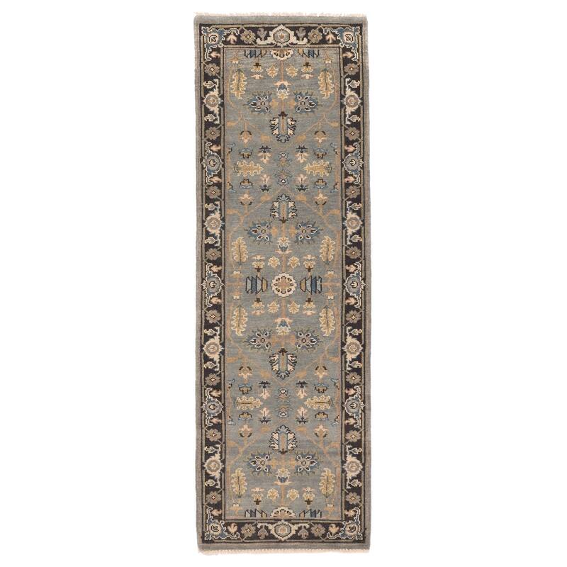 ECARPETGALLERY Hand-knotted Finest Agra Jaipur Teal Wool Rug - 2'6 x 7'9