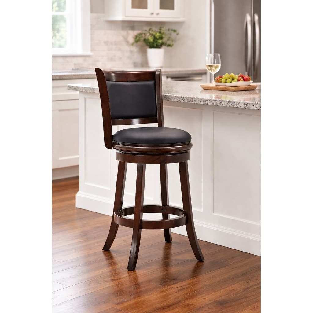 Augusta Wood Upholstered Swivel Counter Barstool