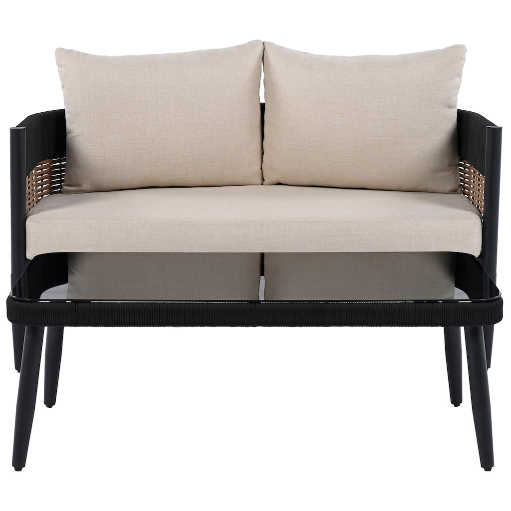 SAFAVIEH Outdoor Patio Furniture Harrison Bench + Table - 52"W x 28"D x 26"H