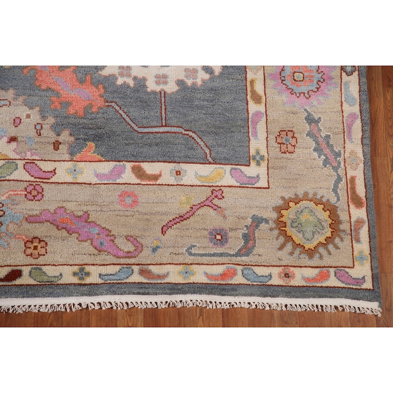 Gray Oushak Area Rug Hand-Knotted Wool Carpet - 8'10"x 11'8"