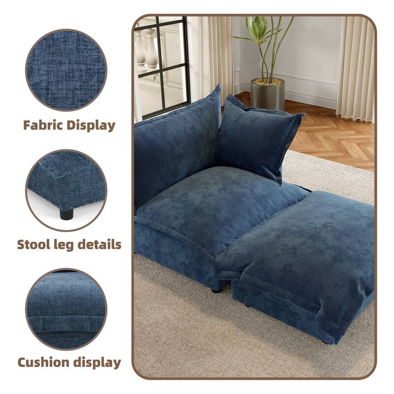 Modern Cloud Chaise Longue Accent Chair with Ottoman set