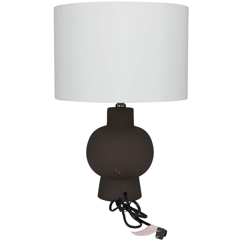 CosmoLiving by Cosmopolitan Black Ceramic Gourd Style Base Room Table Lamp with Drum Shade