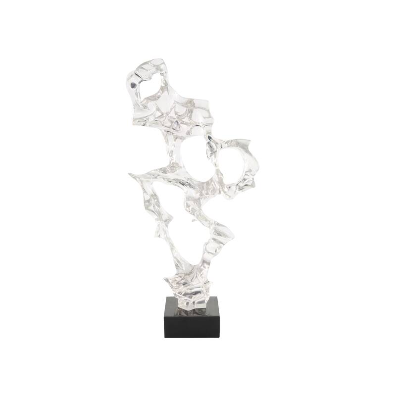 Clear Resin Abstract Decorative Sculpture with Black Square Base