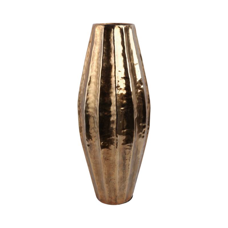 Metal Flower Vase with Hammered Textured Finish Home Decor - 35" Gold - Gold/ Metallic - 15" x 15" x 35"