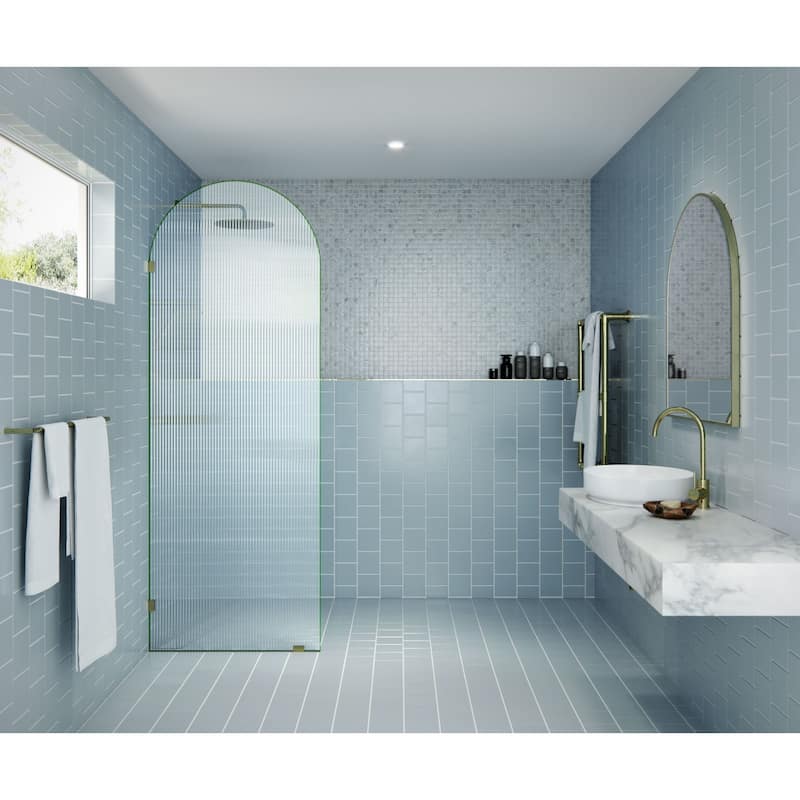 Glass Warehouse ARC-FL-30 Maven 86-3/4" High x 30" Wide Shower Screen - Polished Brass