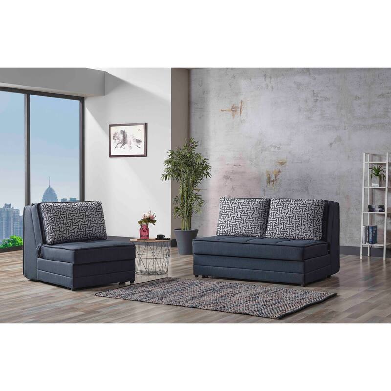 Collection Upholstered Convertible Loveseat With Storage