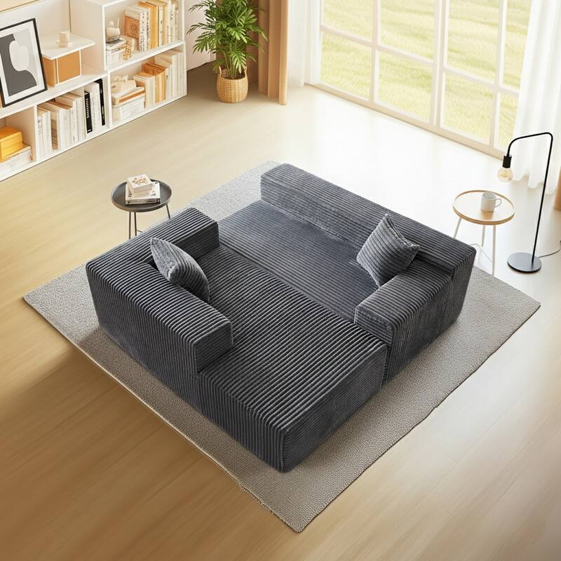 103.54" Flannel L-Shaped High-Density Modern Modular Sectional Sofa with Chaise & Pillows