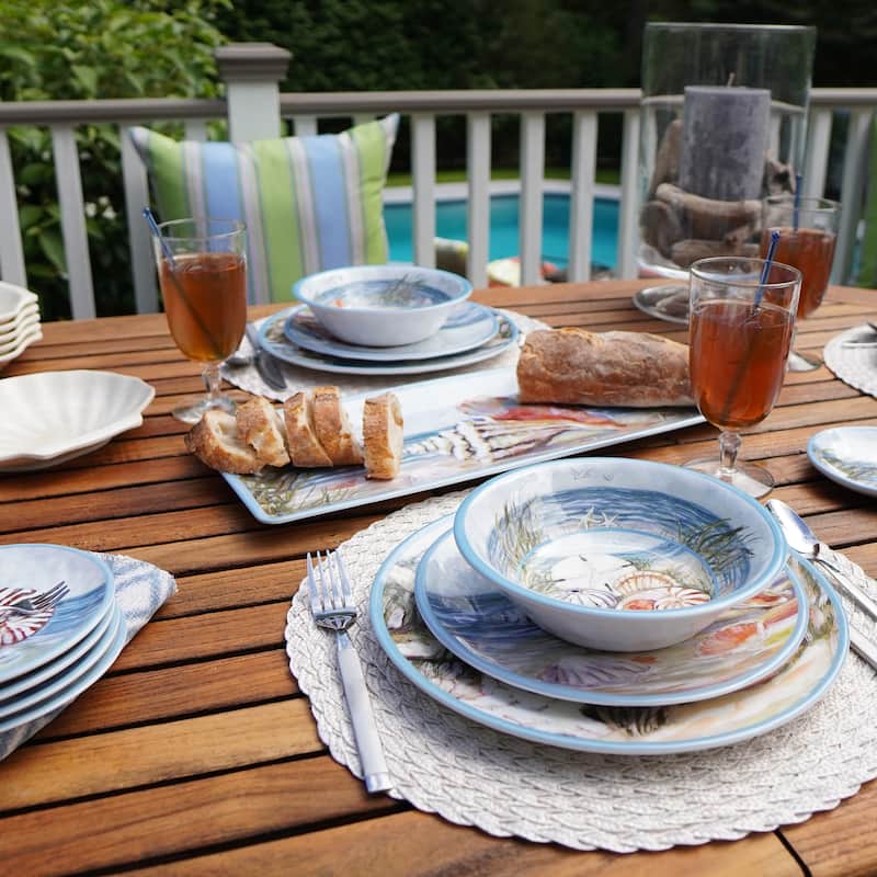 Certified International Seacoast Melamine 9" Salad/Dessert Plates, Set of 6 - 9" Diameter x 1"