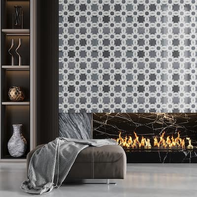 Apollo tile 12 x 12 Elysian Polished Carrrara, Eastern Grey, Thassos Marble Tile (4.83 sq ft/case) - 5 Pack