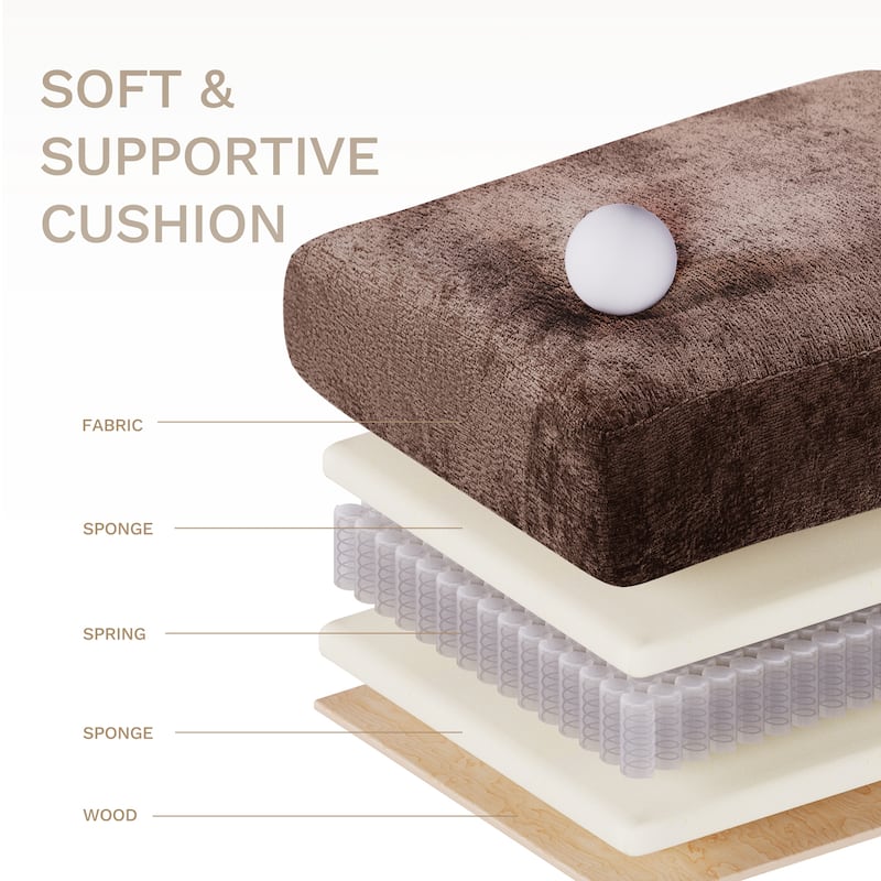 118" U-Shaped Modular Sectional with Storage Ottomans & Drop-Leaf Table - 4-Seat Plush Fabric Sofa for Large Living Rooms