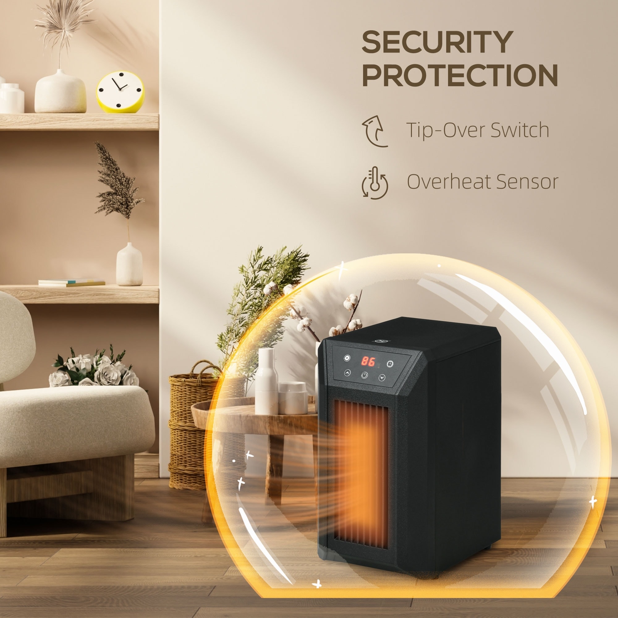 HOMCOM Electric Space Heater for Indoor Use 1500W Fast Heating Portable Electric Heater 12h Timer Bed Bath Beyond 38441808