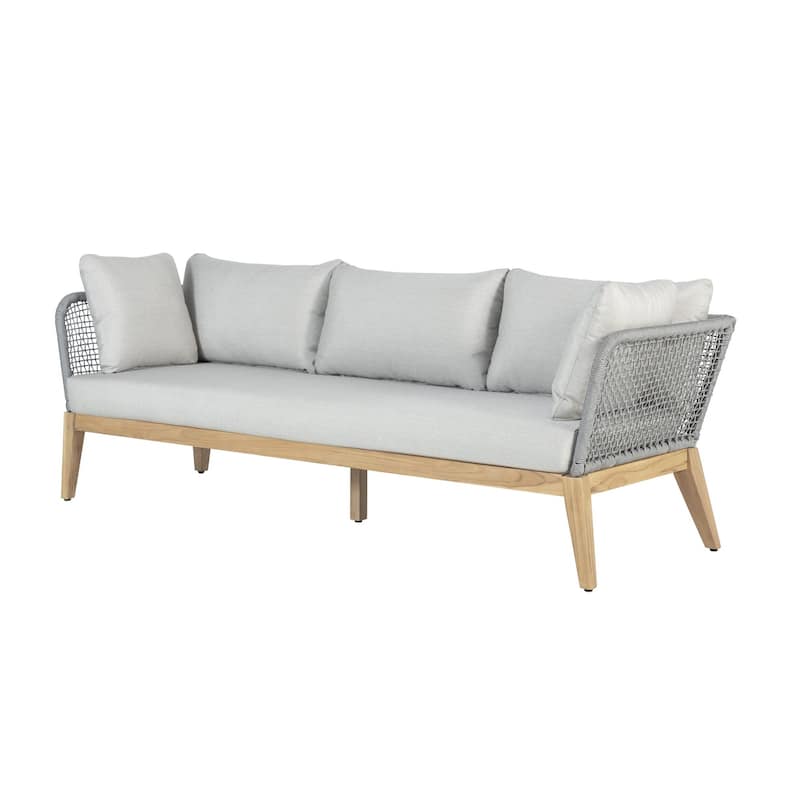 Cypress Teak Wood Sofa with Rope Design - Grey