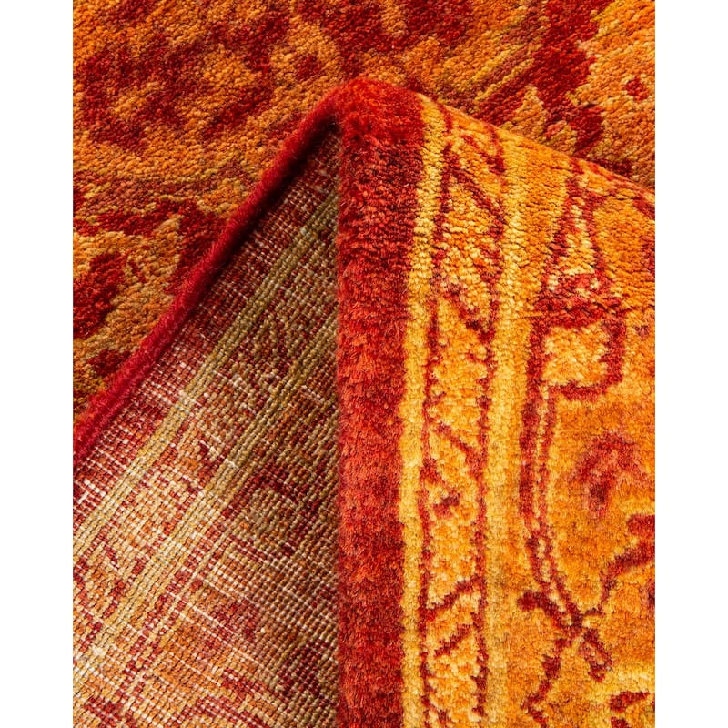 Overton Hand Knotted Wool Traditional Oriental Orange Runner