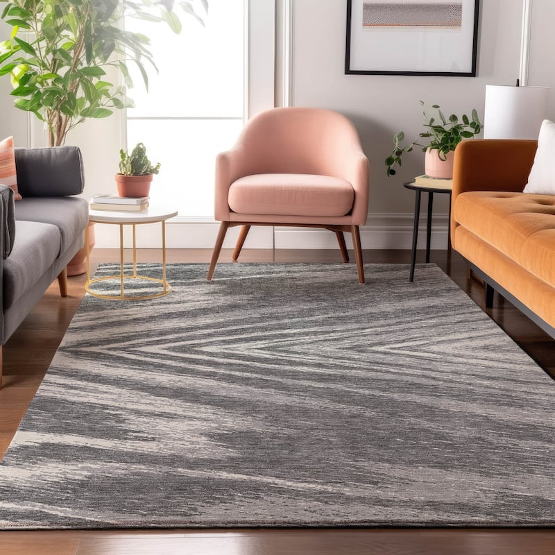 Premium Washable Super Soft Modern Chevron Mayfield Rug - Gray - 10' x 14'