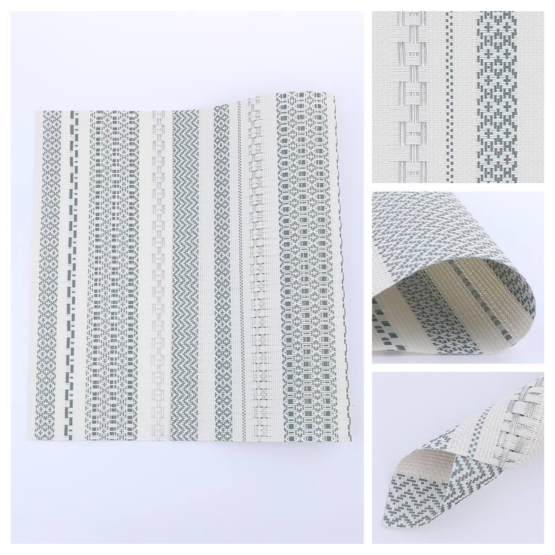 6 Pack Placemats, PVC Placemats for Kitchen Dining Table Decor Heat Resistant Table Placemats Wipeable Table Mat - 18*12in - Dark Green