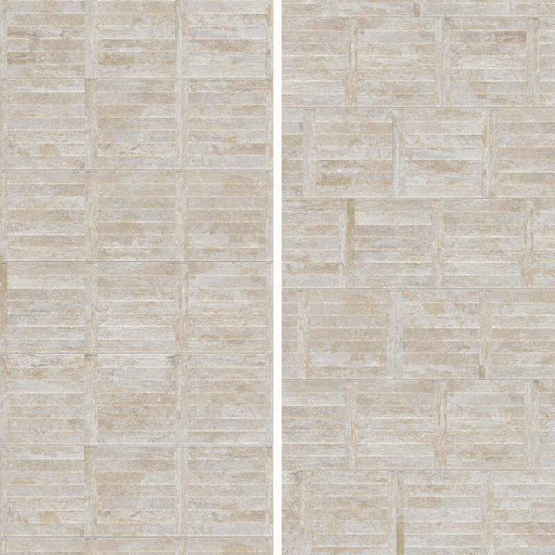 Merola Tile Habanera Decor Beige 11-7/8" x 35-1/2" Fluted Ceramic Wall Tile