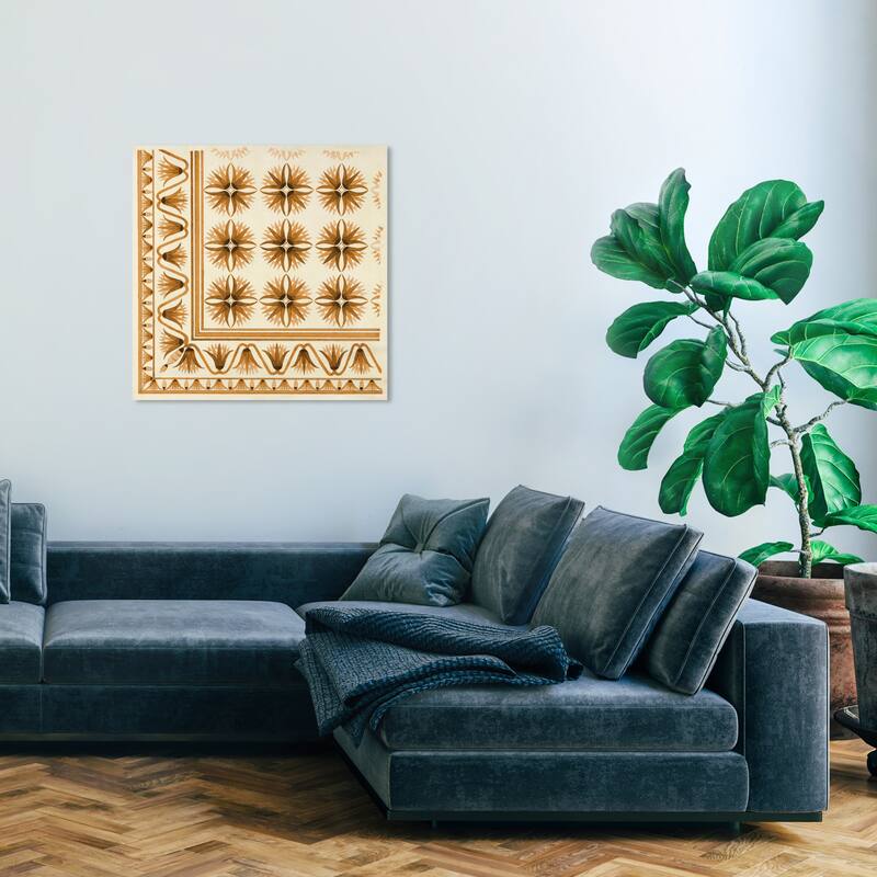 Wynwood Studio Canvas Abstract Floor Covering Orange White and Cream White Traditional Wall Art Canvas Print - 30 x 30
