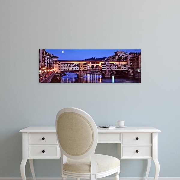 Easy Art Prints Panoramic Image 'Bridge across a river, Arno River, Ponte Vecchio, Florence, Tuscany, Italy' Canvas Art