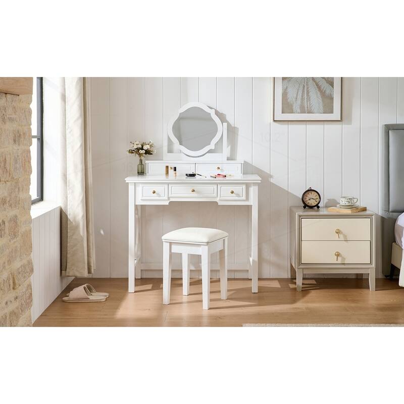 Compact and Stylish Vanity Table with Versatile Features for Beauty Enhancement